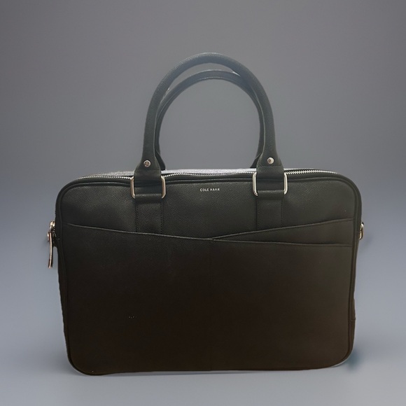 Cole Haan Black Leather Briefcase - Picture 1 of 7